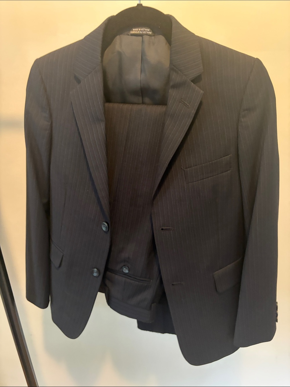Ike Behar - Boys size 12 Pinstripe Suit - Black with blue stripes